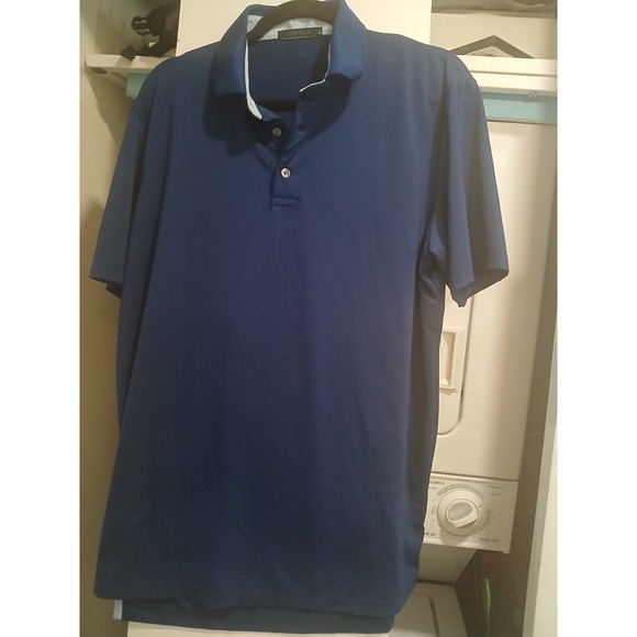 Greyson Golf Stretch Polyester Solid Polo Shirt Navy Blue Men's Medium - Picture 2 of 5